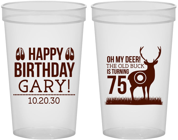 Custom Birthday 22 oz Translucent Cups - 75th Hunting | 20063