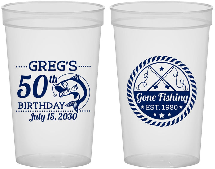 Custom Birthday 22 oz Translucent Cups - 50th Nautical | 20065