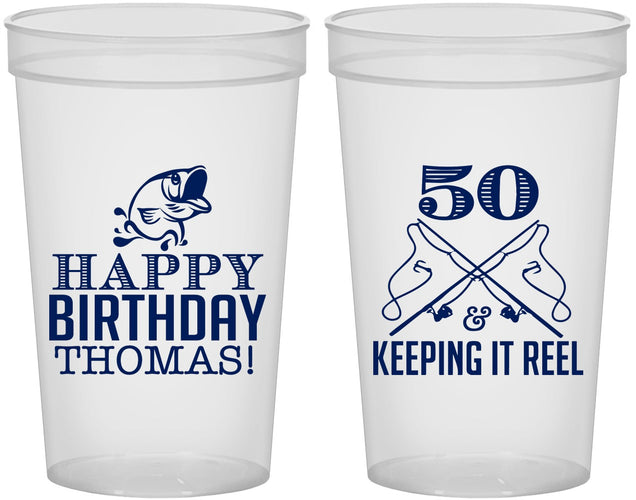 Custom Birthday 22 oz Translucent Cups - 50th Keeping It Reel | 20066
