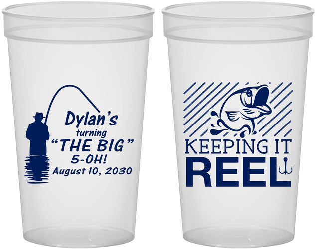 Custom Birthday 22 oz Translucent Cups - 50th Keeping It Reel | 20067
