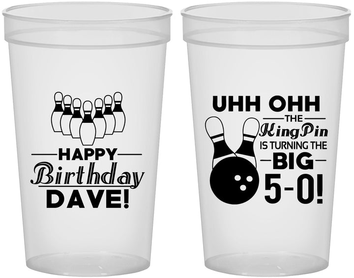 Custom Birthday 22 oz Translucent Cups - 50th Bowing | 20071