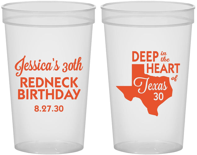 Custom Birthday 22 oz Translucent Cups - 30th Redneck Texas | 20072