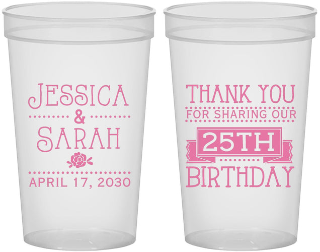 Custom Birthday 22 oz Translucent Cups - 25th | 20075