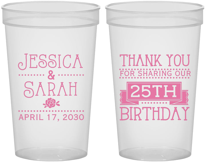 Custom Birthday 22 oz Translucent Cups - 25th | 20075