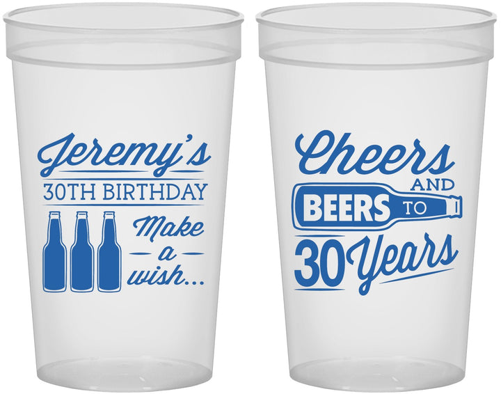 Custom Birthday 22 oz Translucent Cups - Cheers Beers To 30 Years | 20076