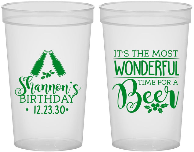 Custom Birthday 22 oz Translucent Cups - Christmas | 20082