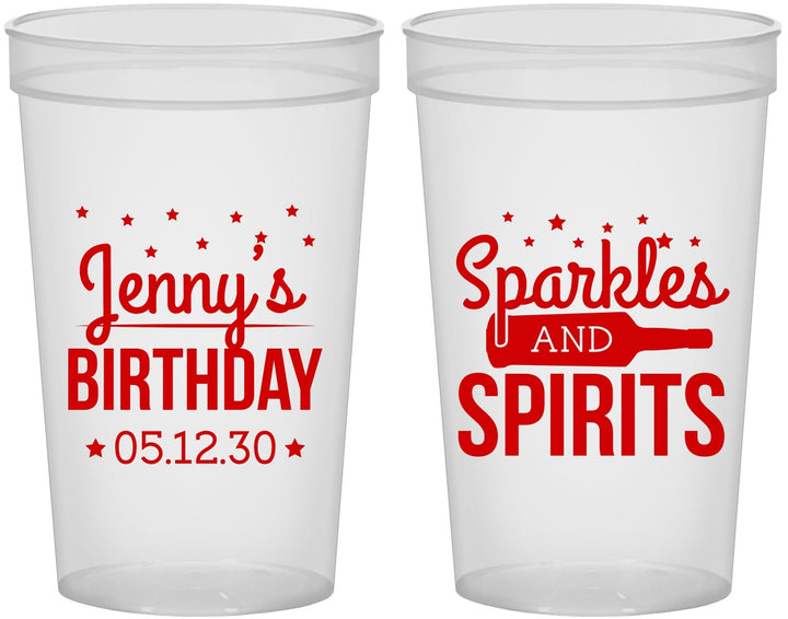 Custom Birthday 22 oz Translucent Cups - Sparkles Spirits | 20083