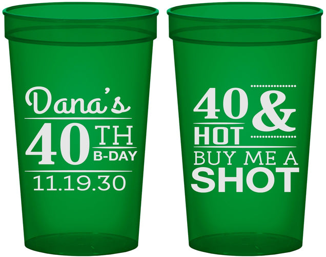 Custom Birthday 22 oz Translucent Cups - 40th | 20086