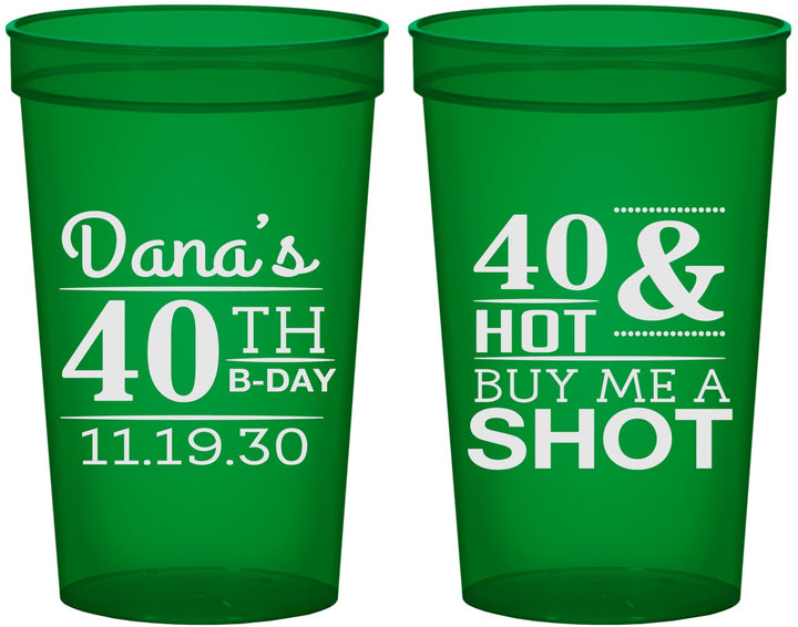 Custom Birthday 22 oz Translucent Cups - 40th | 20086