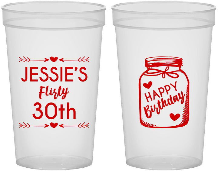 Custom Birthday 22 oz Translucent Cups - 30th Flirty At Thirty | 20087