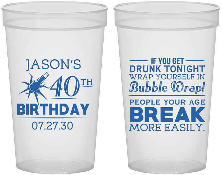 Custom Birthday 22 oz Translucent Cups - 40th | 20088