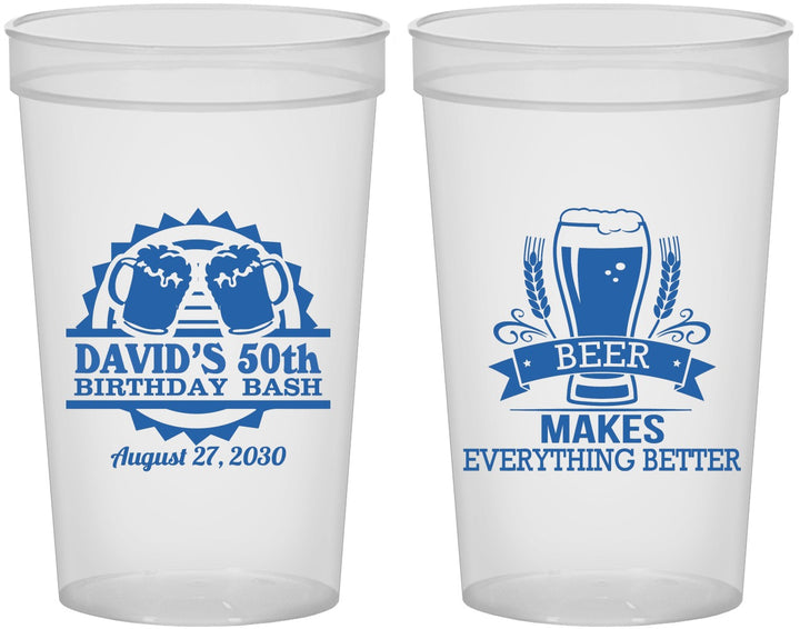 Custom Birthday 22 oz Translucent Cups - 50th | 20089