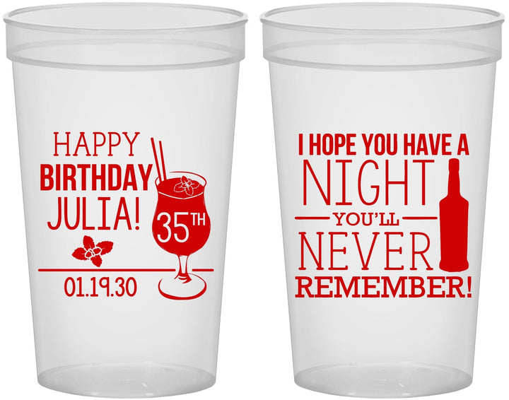 Custom Birthday 22 oz Translucent Cups - 35th | 20092