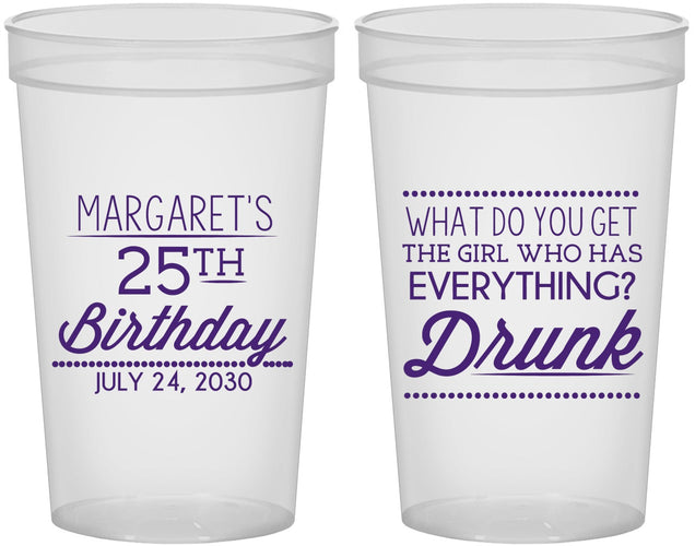 Custom Birthday 22 oz Translucent Cups - 25th | 20093