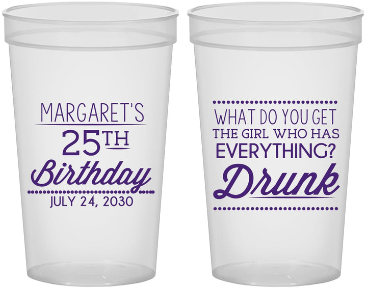 Custom Birthday 22 oz Translucent Cups - 25th | 20093