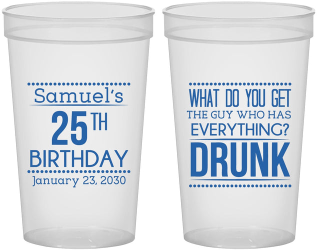 Custom Birthday 22 oz Translucent Cups - 25th | 20094