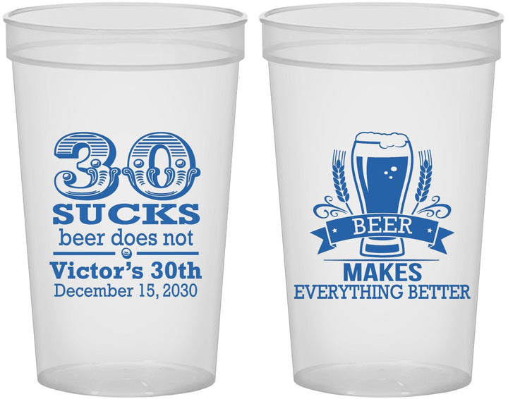 Custom Birthday 22 oz Translucent Cups - 30th Sucks | 20097