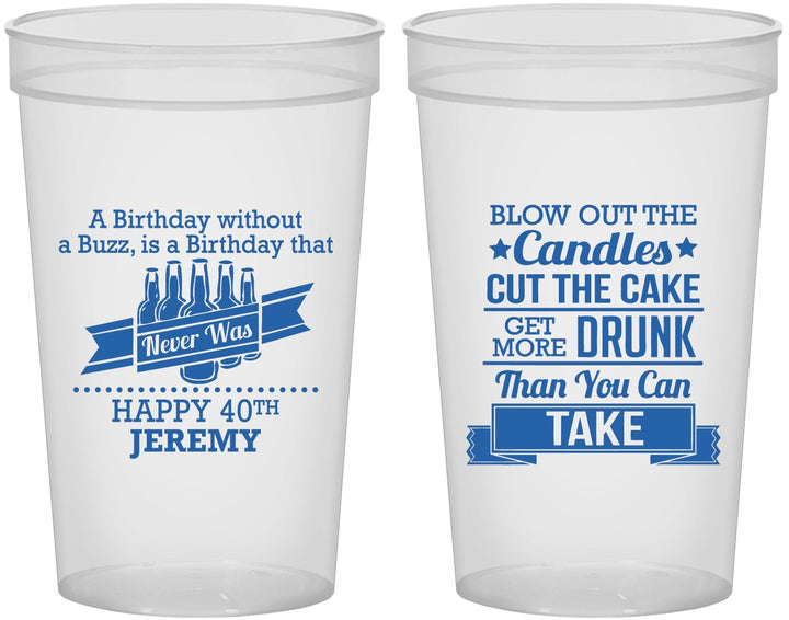 Custom Birthday 22 oz Translucent Cups - 40th | 20101