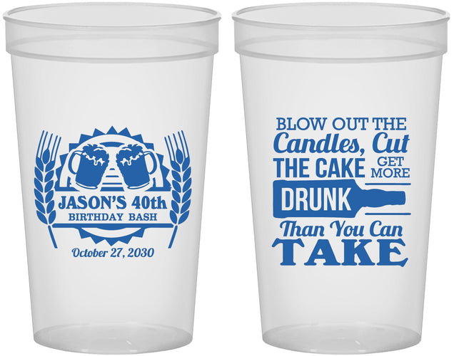 Custom Birthday 22 oz Translucent Cups - 40th | 20103