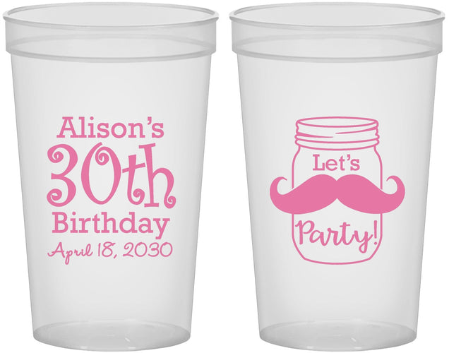 Custom Birthday 22 oz Translucent Cups - 30th | 20104