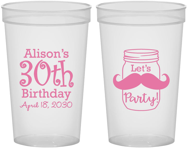 Custom Birthday 22 oz Translucent Cups - 30th | 20104