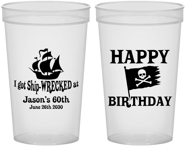 Custom Birthday 22 oz Translucent Cups - 60th Pirate | 20106