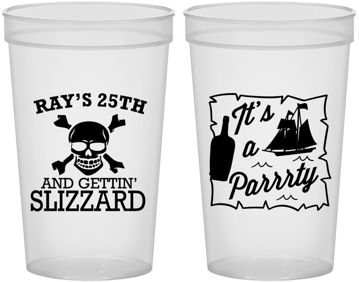 Custom Birthday 22 oz Translucent Cups - 25th Pirate | 20107