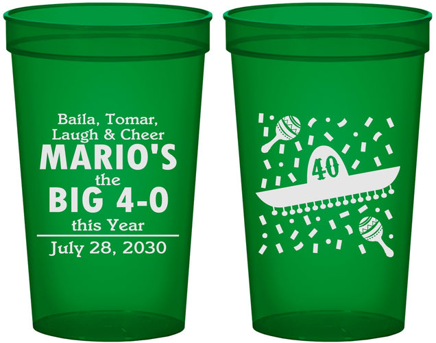 Custom Birthday 22 oz Translucent Cups - 40th Mexico | 20109