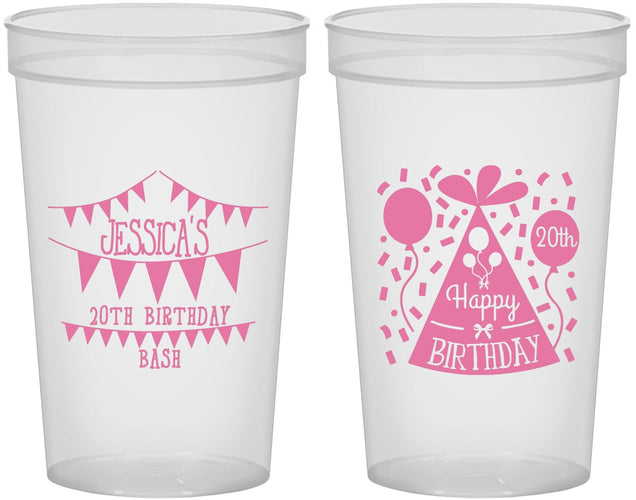Custom Birthday 22 oz Translucent Cups - 20th | 20113