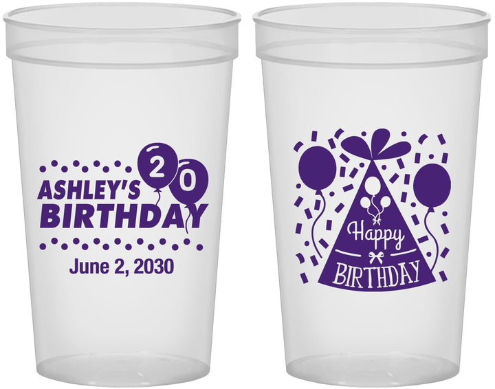 Custom Birthday 22 oz Translucent Cups - 20th | 20114