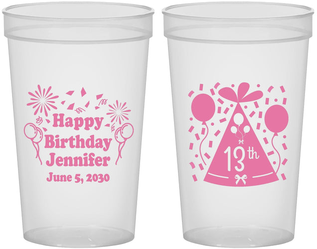 Custom Birthday 22 oz Translucent Cups - 13th | 20116