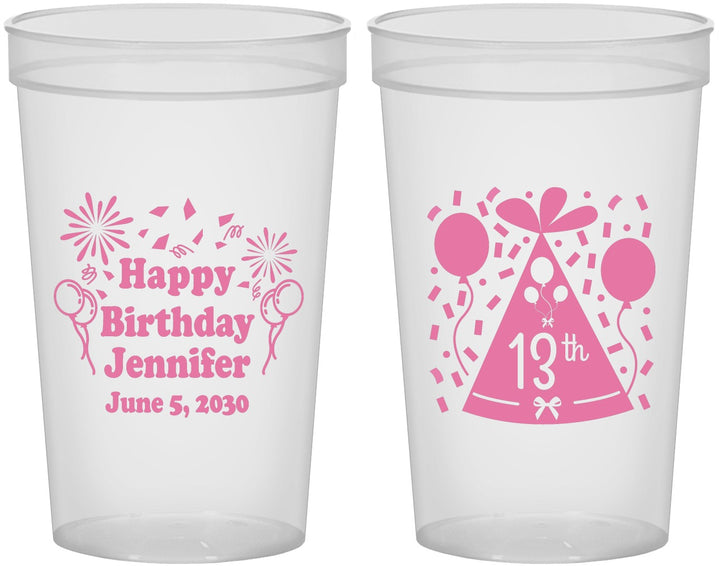 Custom Birthday 22 oz Translucent Cups - 13th | 20116
