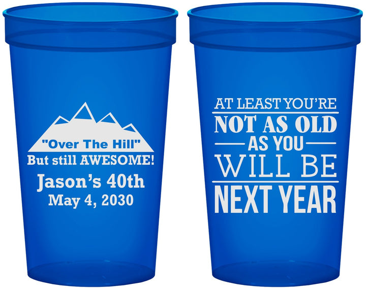 Custom Birthday 22 oz Translucent Cups - 40th Over The Hill | 20121