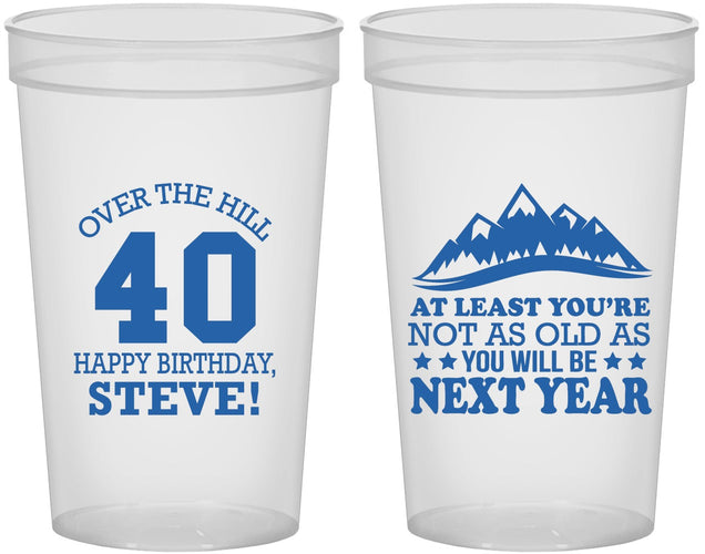 Custom Birthday 22 oz Translucent Cups - 40th Over The Hill | 20123