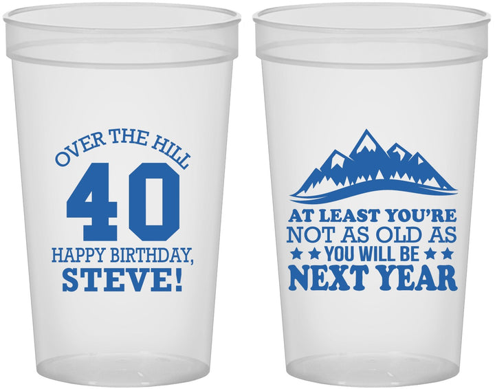 Custom Birthday 22 oz Translucent Cups - 40th Over The Hill | 20123