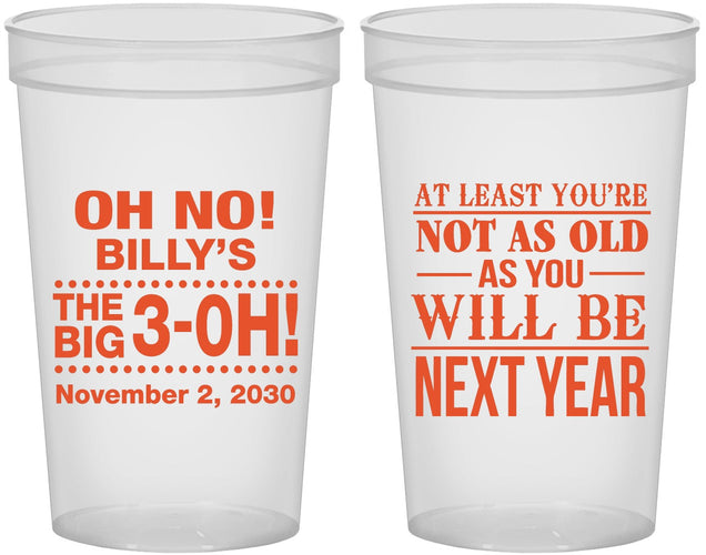 Custom Birthday 22 oz Translucent Cups - 30th Big 3 Oh | 20125