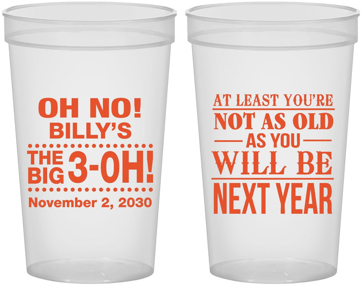 Custom Birthday 22 oz Translucent Cups - 30th Big 3 Oh | 20125