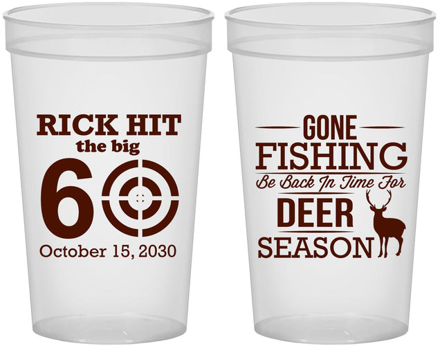 Custom Birthday 22 oz Translucent Cups - 60th Gone Fishing | 20126
