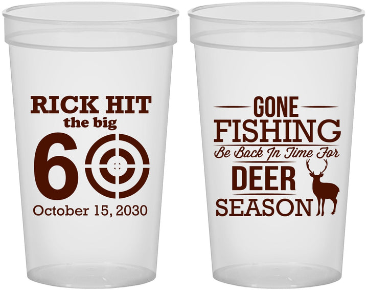 Custom Birthday 22 oz Translucent Cups - 60th Gone Fishing | 20126