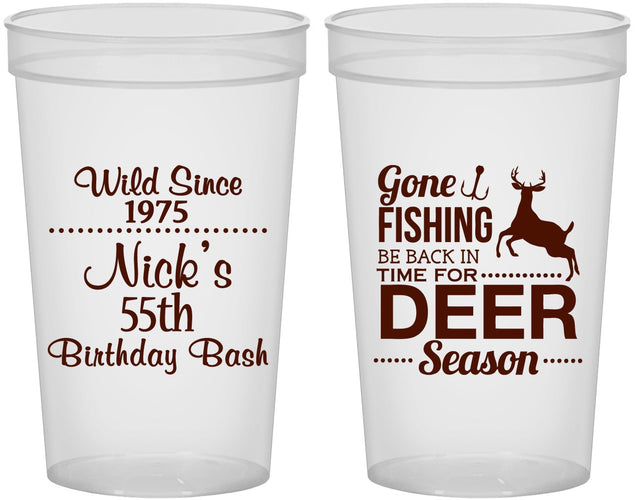 Custom Birthday 22 oz Translucent Cups - 55th Gone Fishing | 20128