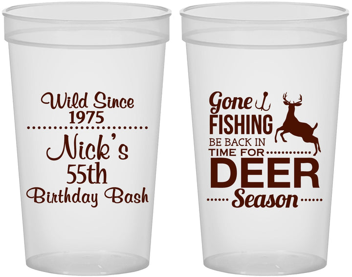 Custom Birthday 22 oz Translucent Cups - 55th Gone Fishing | 20128