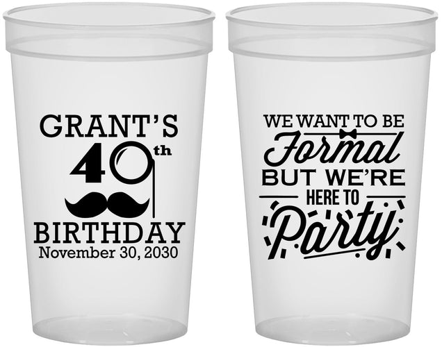 Custom Birthday 22 oz Translucent Cups - 40th | 20130