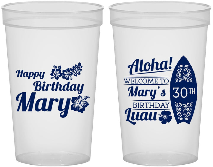 Custom Birthday 22 oz Translucent Cups - 30th Hawaii | 20136