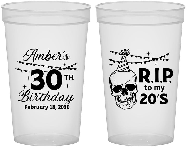 Custom Birthday 22 oz Translucent Cups - 30th Rip 20 | 20140