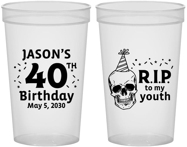 Custom Birthday 22 oz Translucent Cups - 40th Rip Youth | 20141