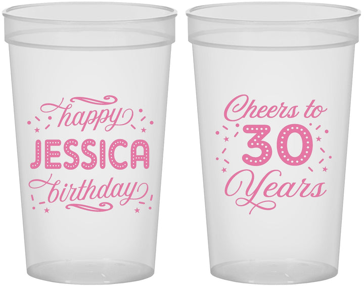 Custom Birthday 22 oz Translucent Cups - Cheers To 30 Years | 20142