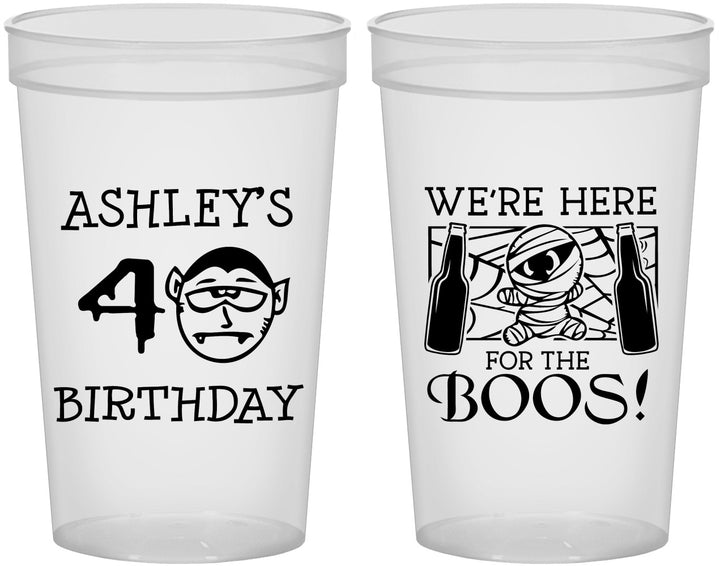 Custom Birthday 22 oz Translucent Cups - 40th Halloween | 20145