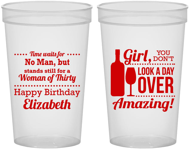 Custom Birthday 22 oz Translucent Cups - Look A Day Over Amazing | 20150