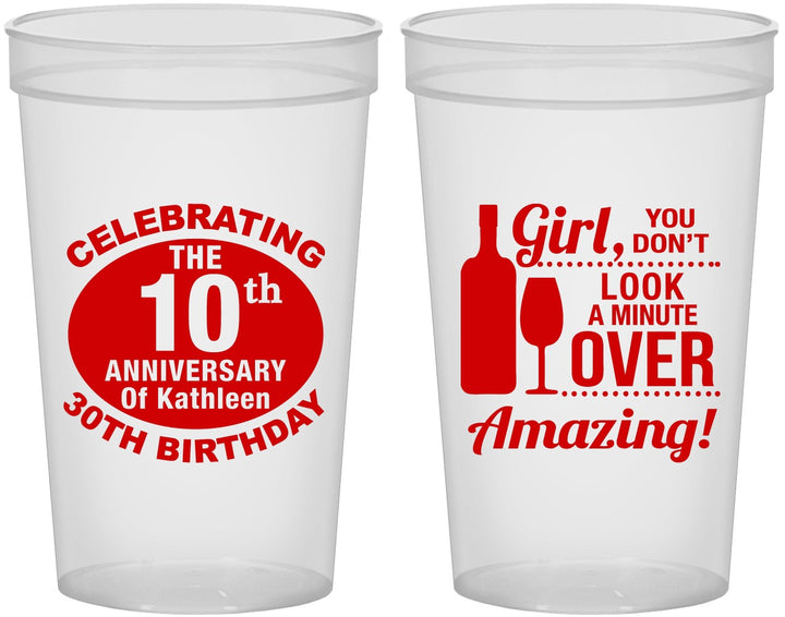 Custom Birthday 22 oz Translucent Cups - 40th | 20151