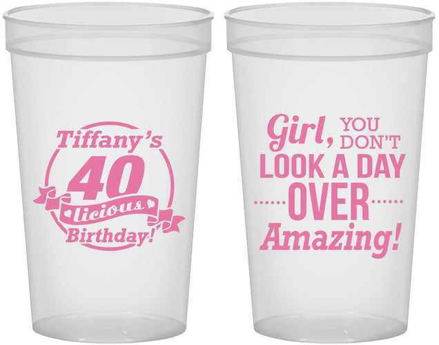 Custom Birthday 22 oz Translucent Cups - 40th | 20153